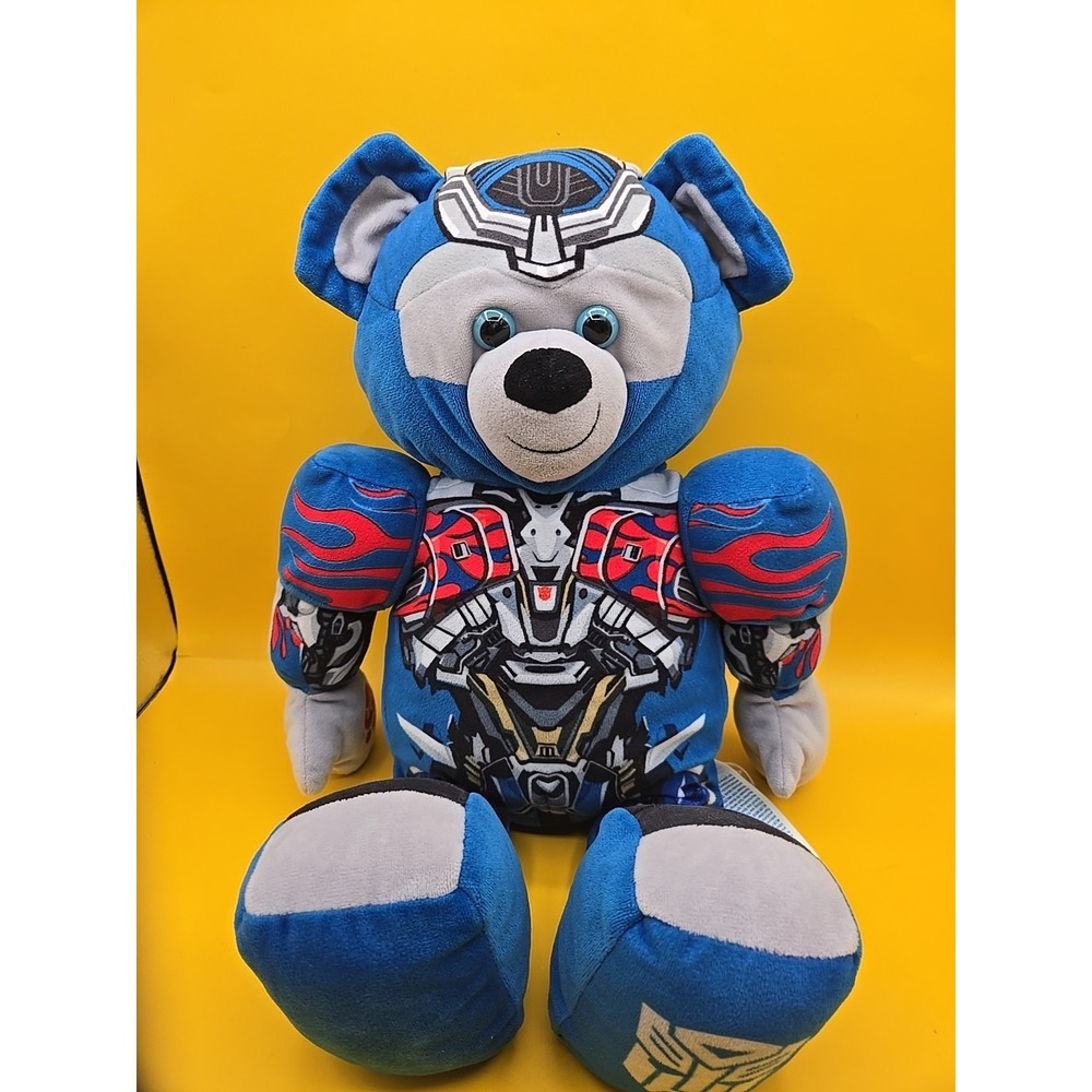 Build-A-Bear Transformers Optimus Prime Bear Plush 16" Blue Robot Stuffed Animal